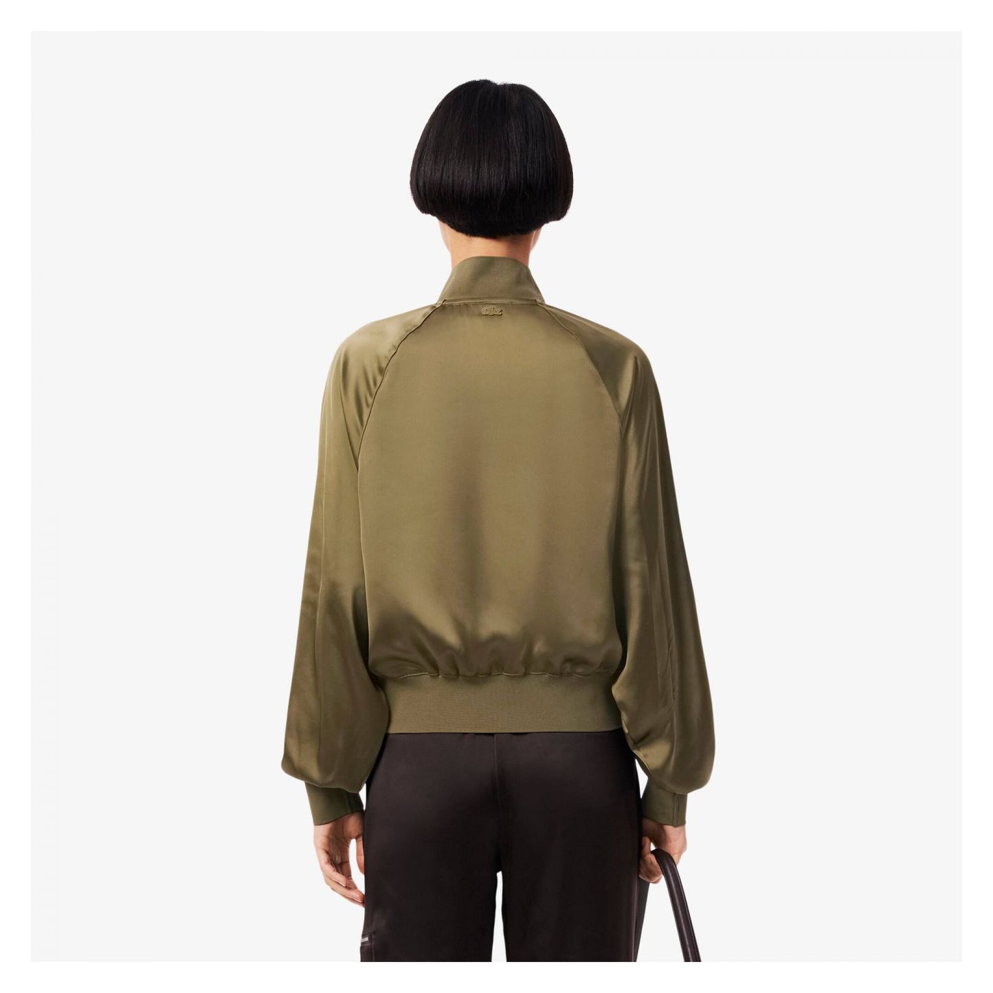 Campera Bomber Oversized De Satén Bordada