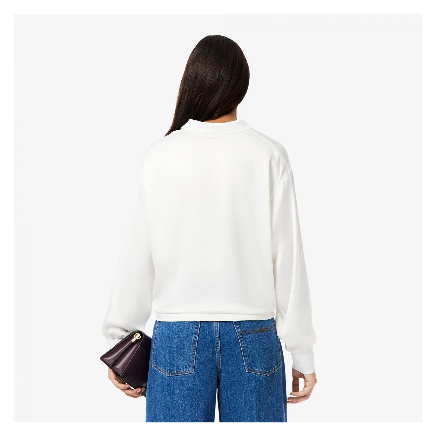 Polo Oversized De Satén Con Mangas Largas