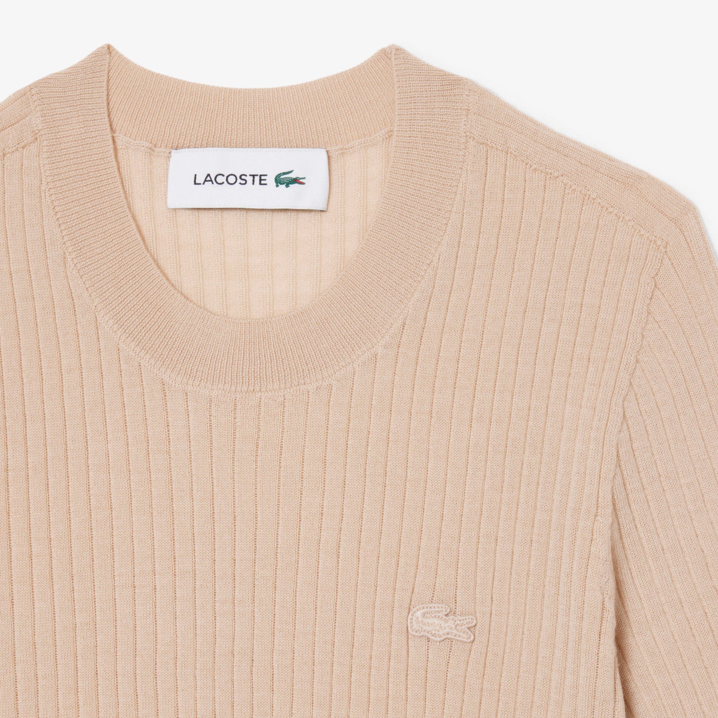 Jersey De Manga Corta De Punto De Canalé De Lana Merino