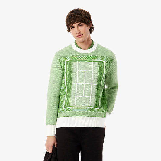 Jersey De Jacquard Gráfico Con Pista De Tenis