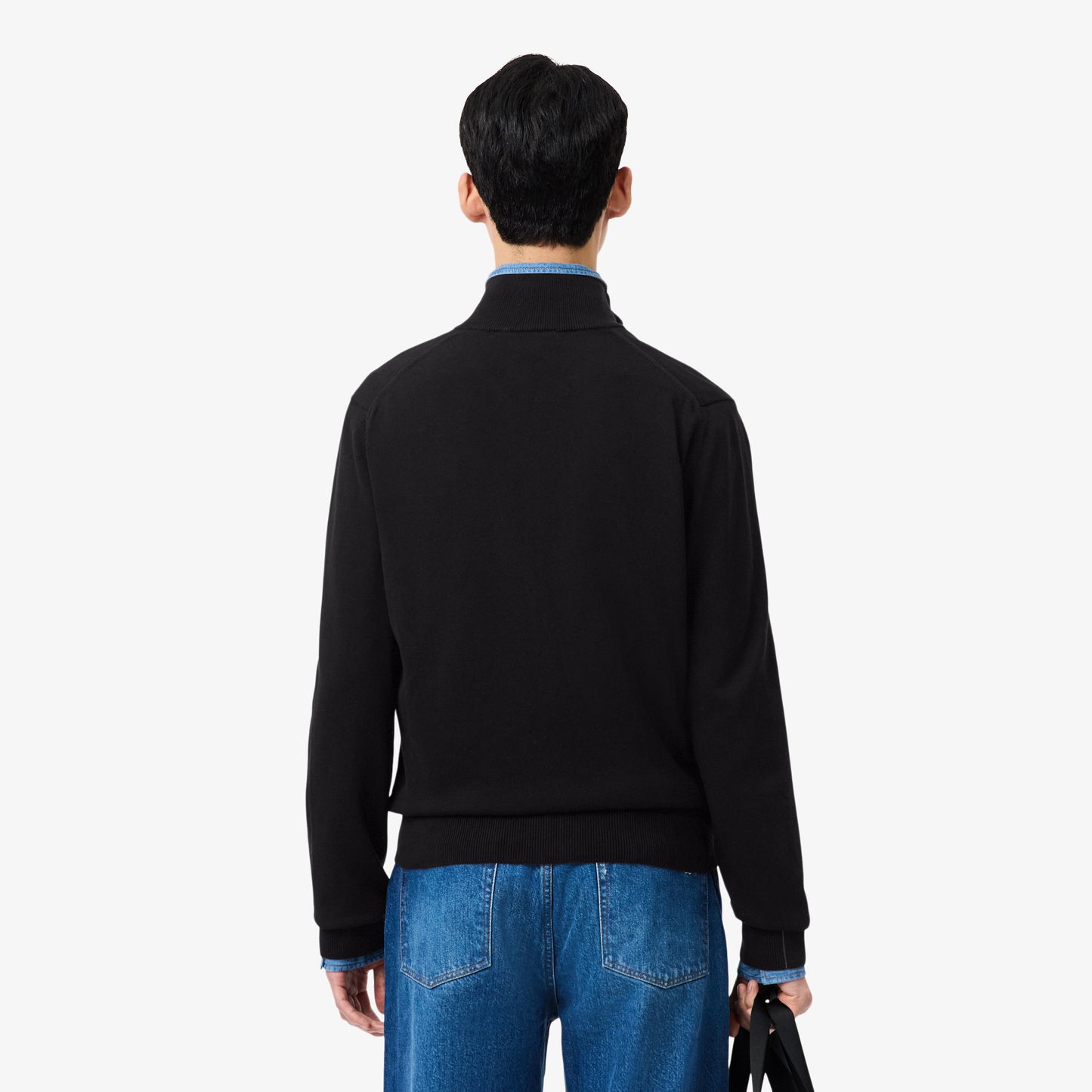 Suéter De Algodón Con Cuello Alto Y Cremallera
