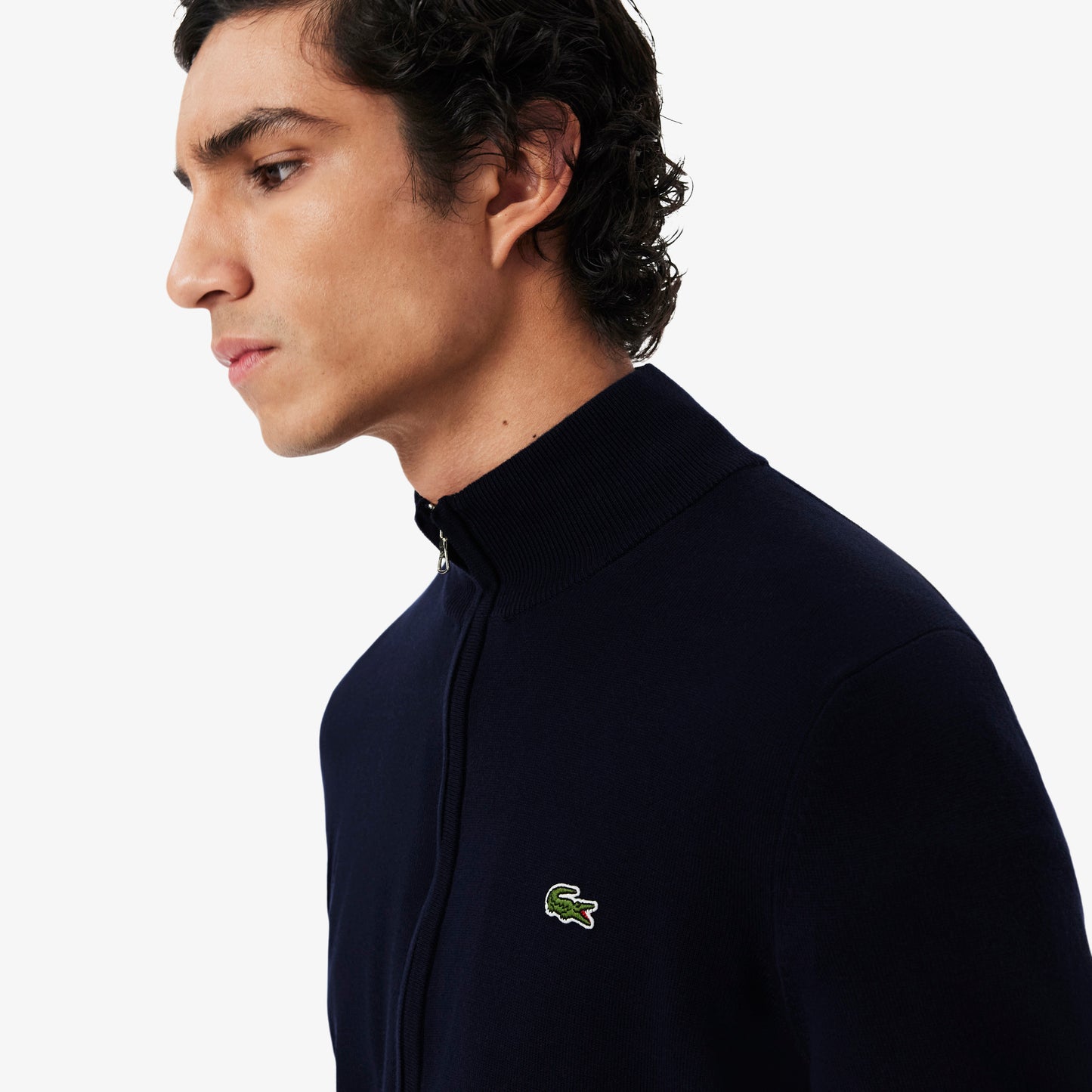 Suéter De Algodón Con Cuello Alto Y Cremallera