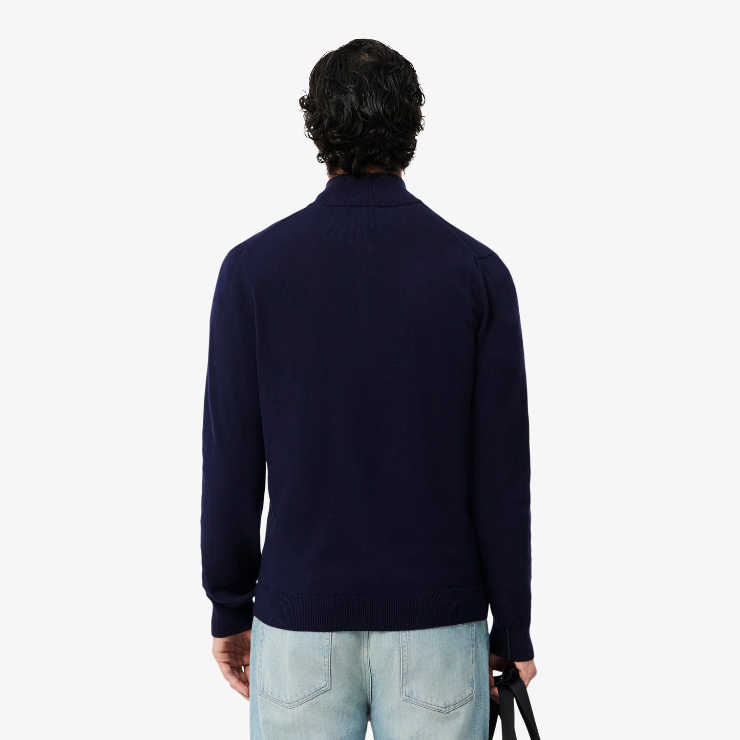 Suéter De Algodón Con Cuello Alto Y Cremallera