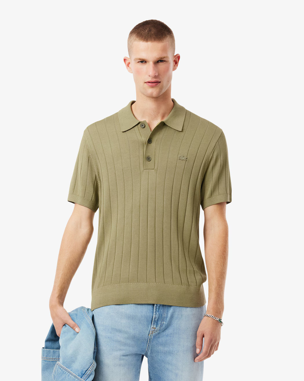 Jersey De Cuello Polo De Canalé Con Caída