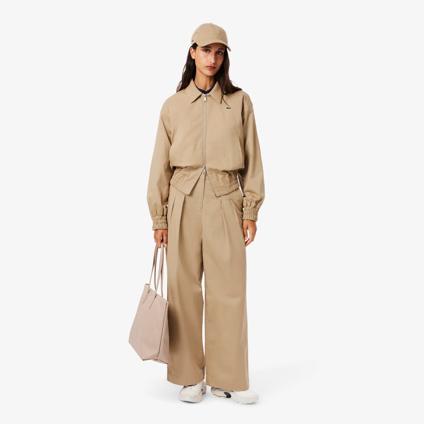 Chaqueta De Gabardina Elástica De Cuello Doble