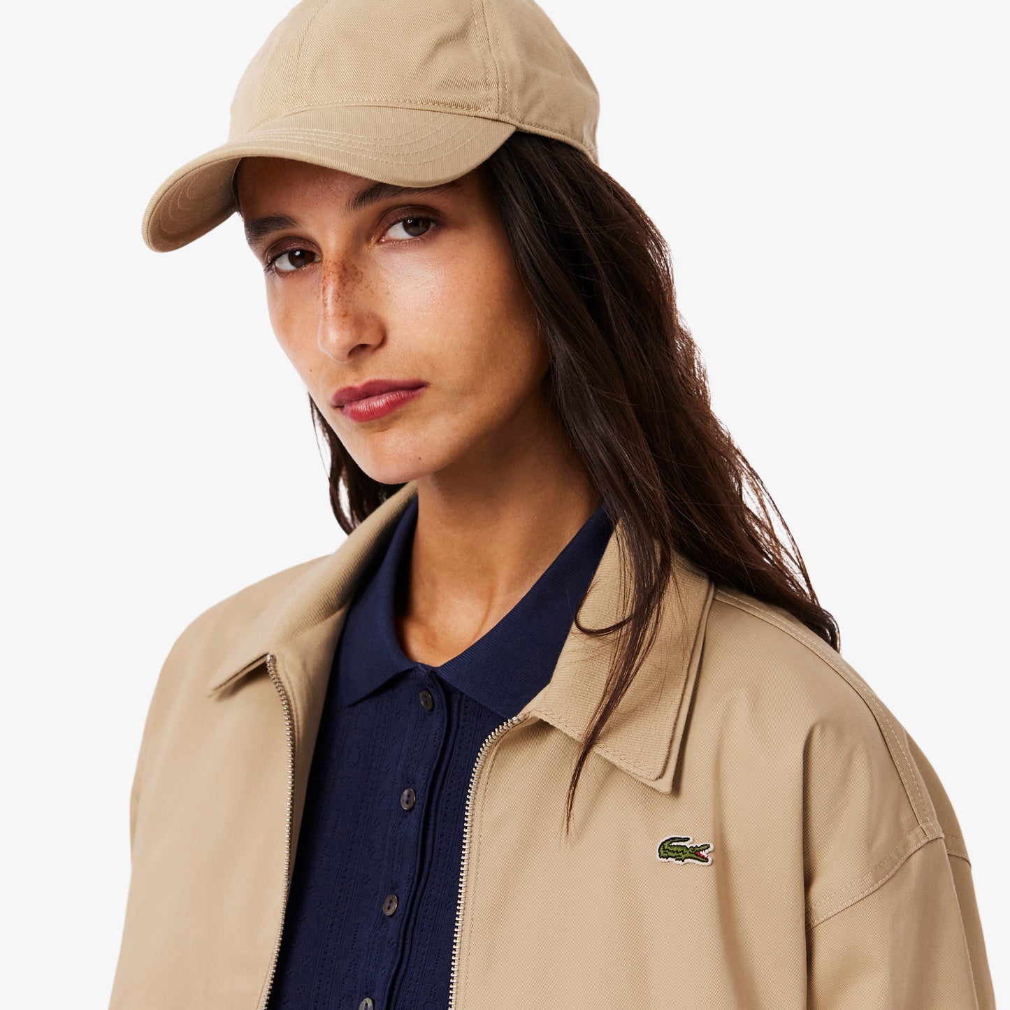 Chaqueta De Gabardina Elástica De Cuello Doble
