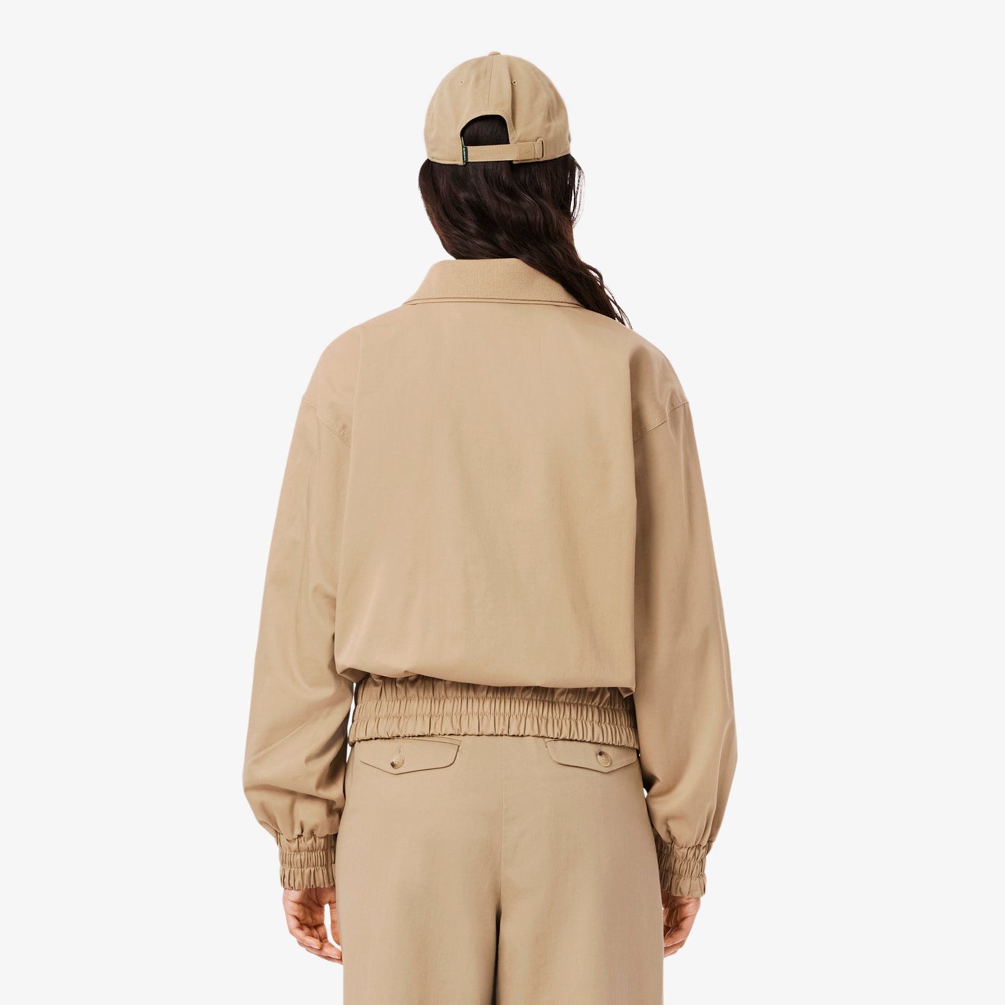 Chaqueta De Gabardina Elástica De Cuello Doble