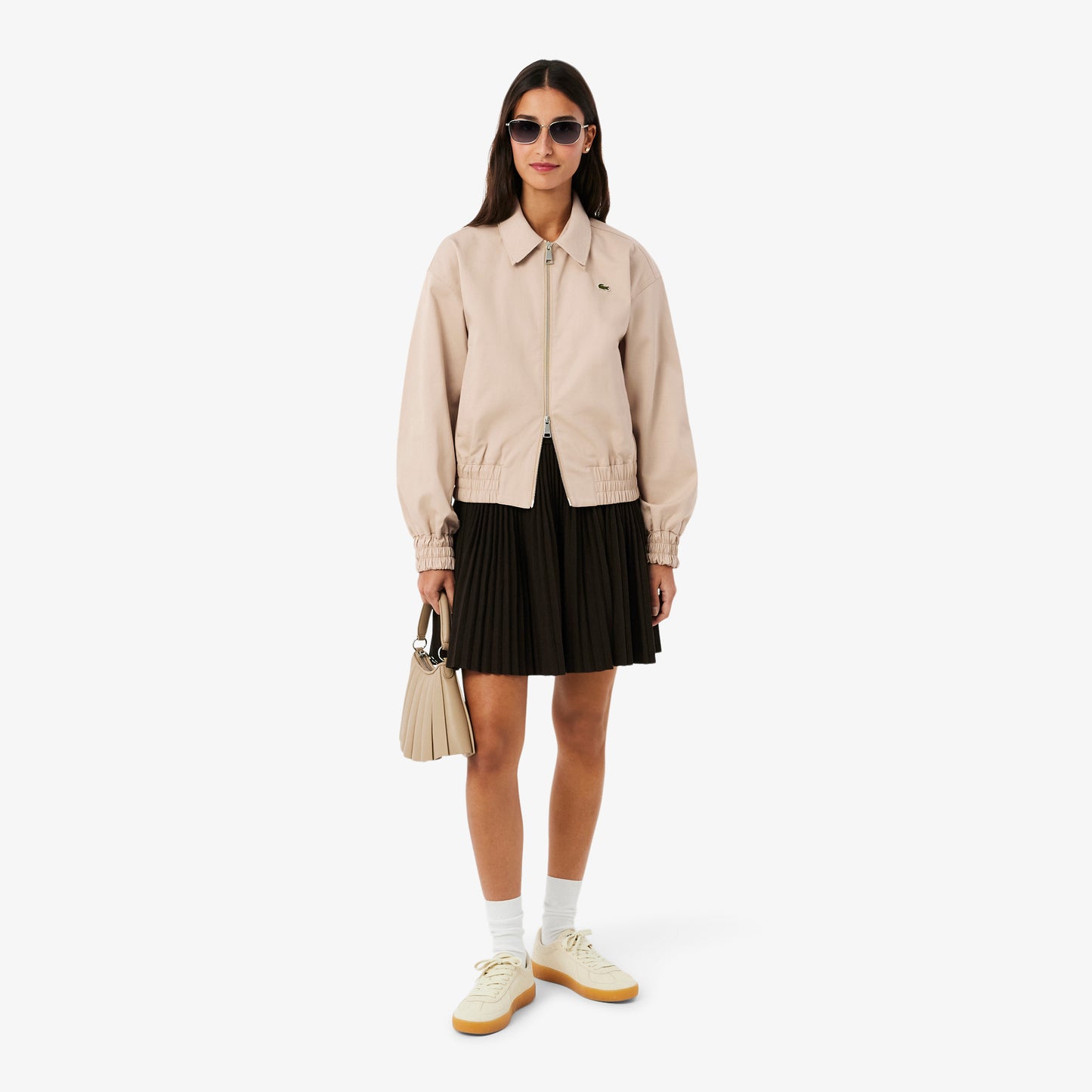 Chaqueta De Gabardina Elástica De Cuello Doble