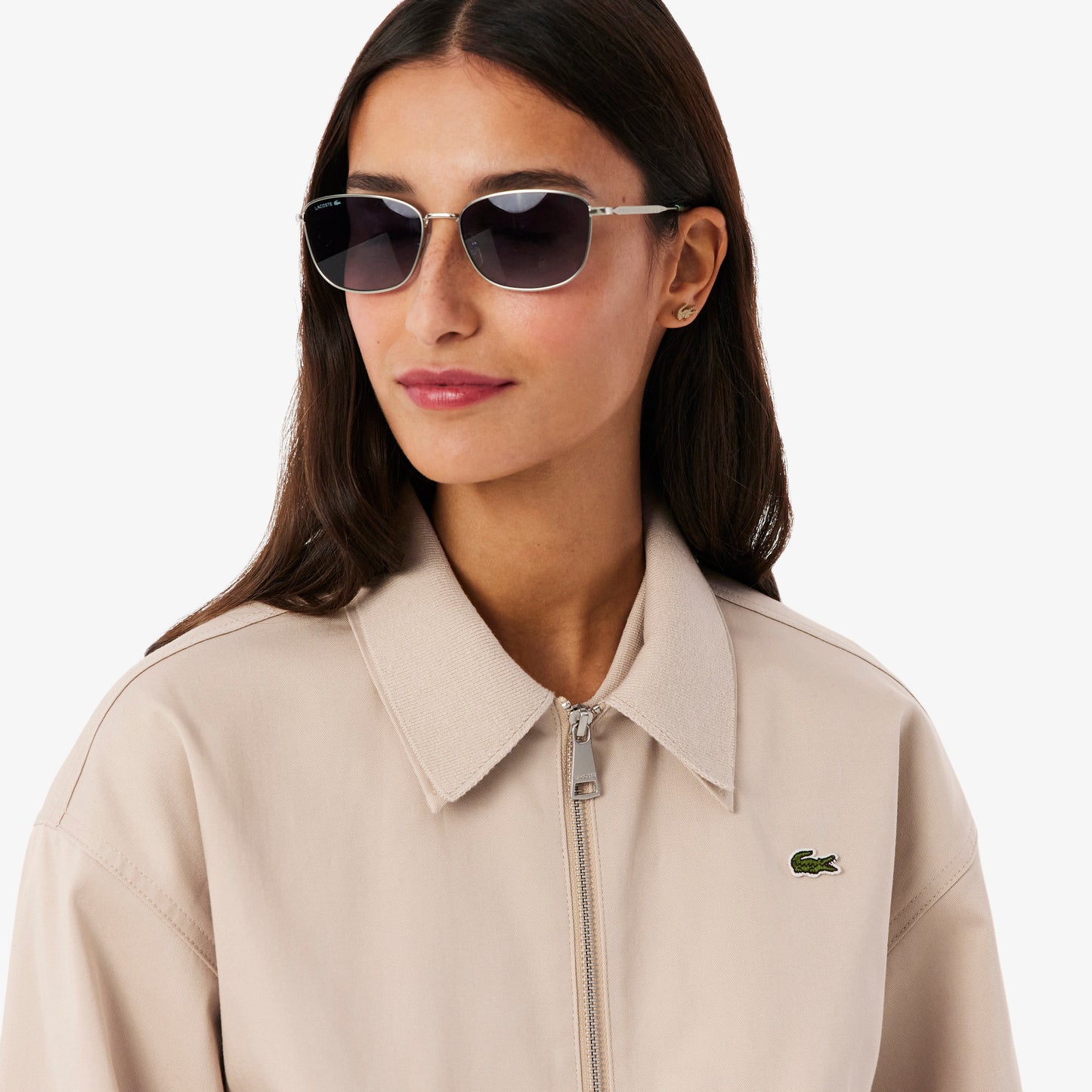 Chaqueta De Gabardina Elástica De Cuello Doble