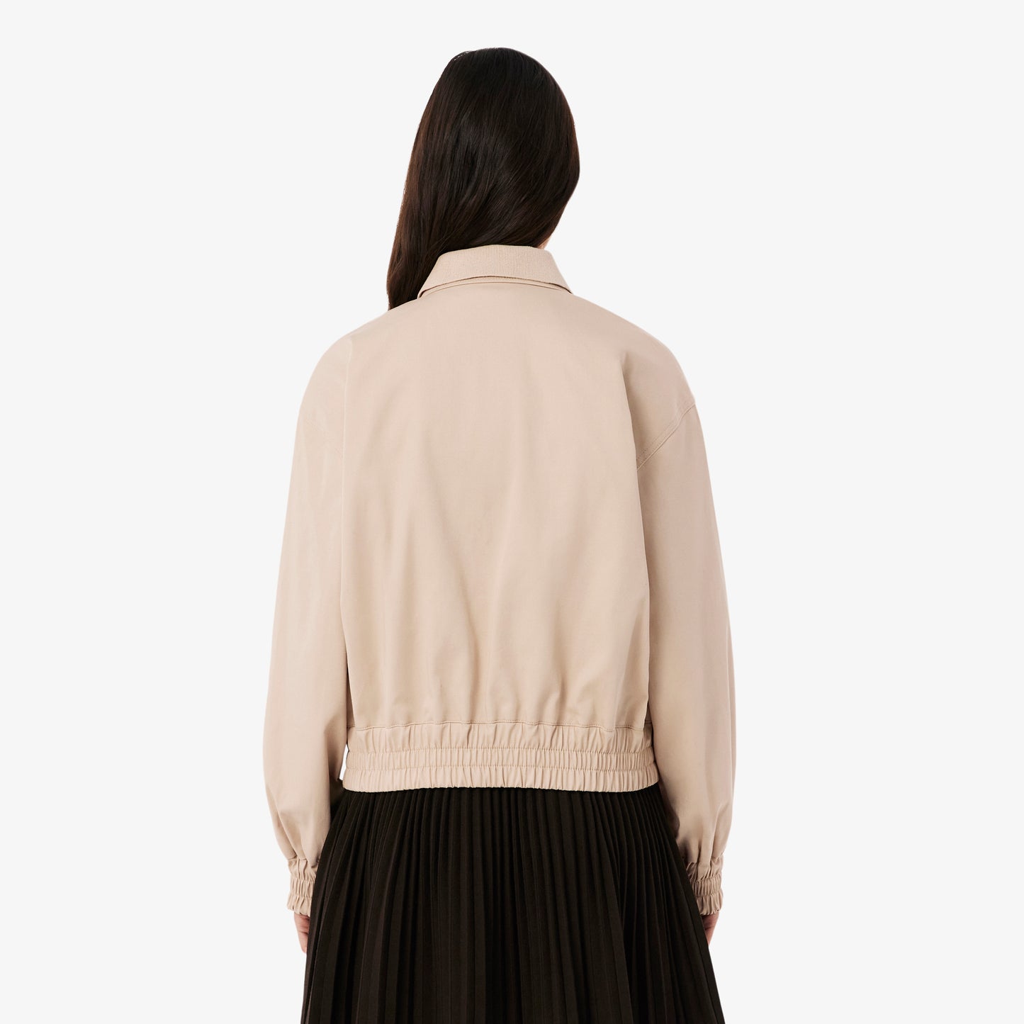 Chaqueta De Gabardina Elástica De Cuello Doble