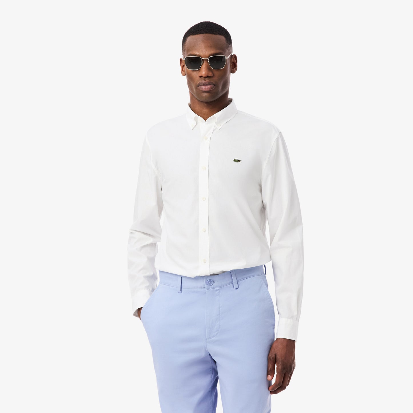 Camisa De Corte Regular De Popelín Elástico