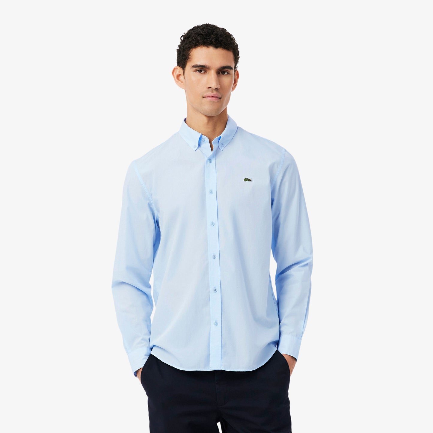 Camisa De Corte Regular De Popelín Elástico