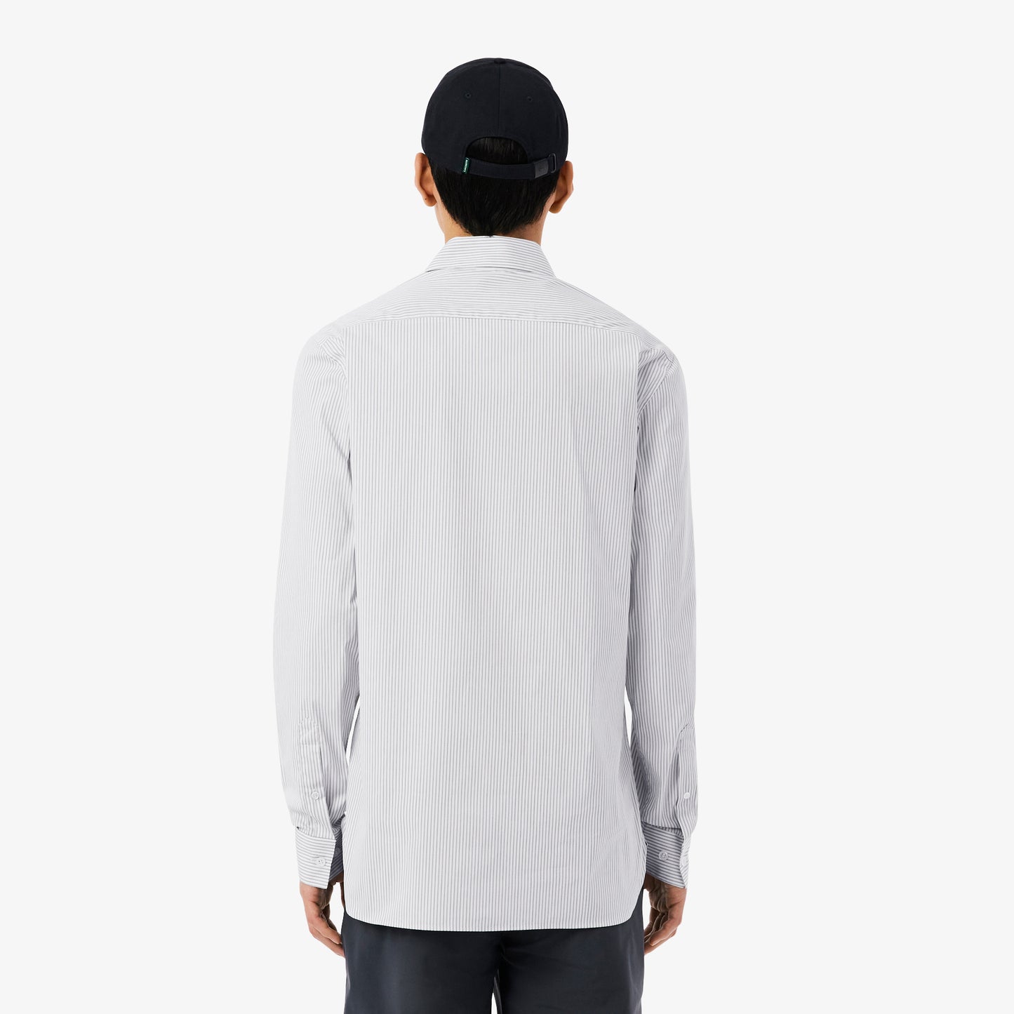 Camisa De Corte Ajustado De Popelín Elástico De Rayas