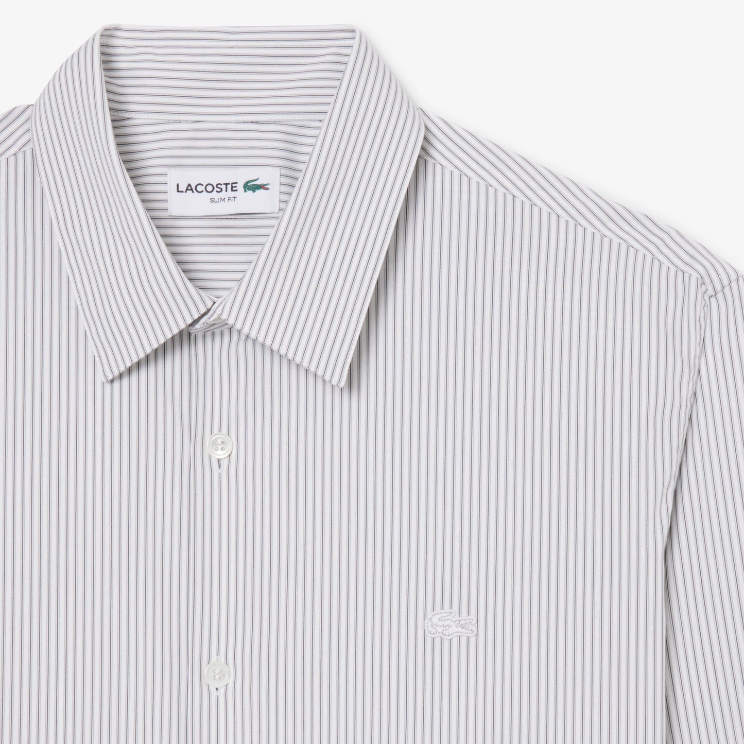 Camisa De Corte Ajustado De Popelín Elástico De Rayas