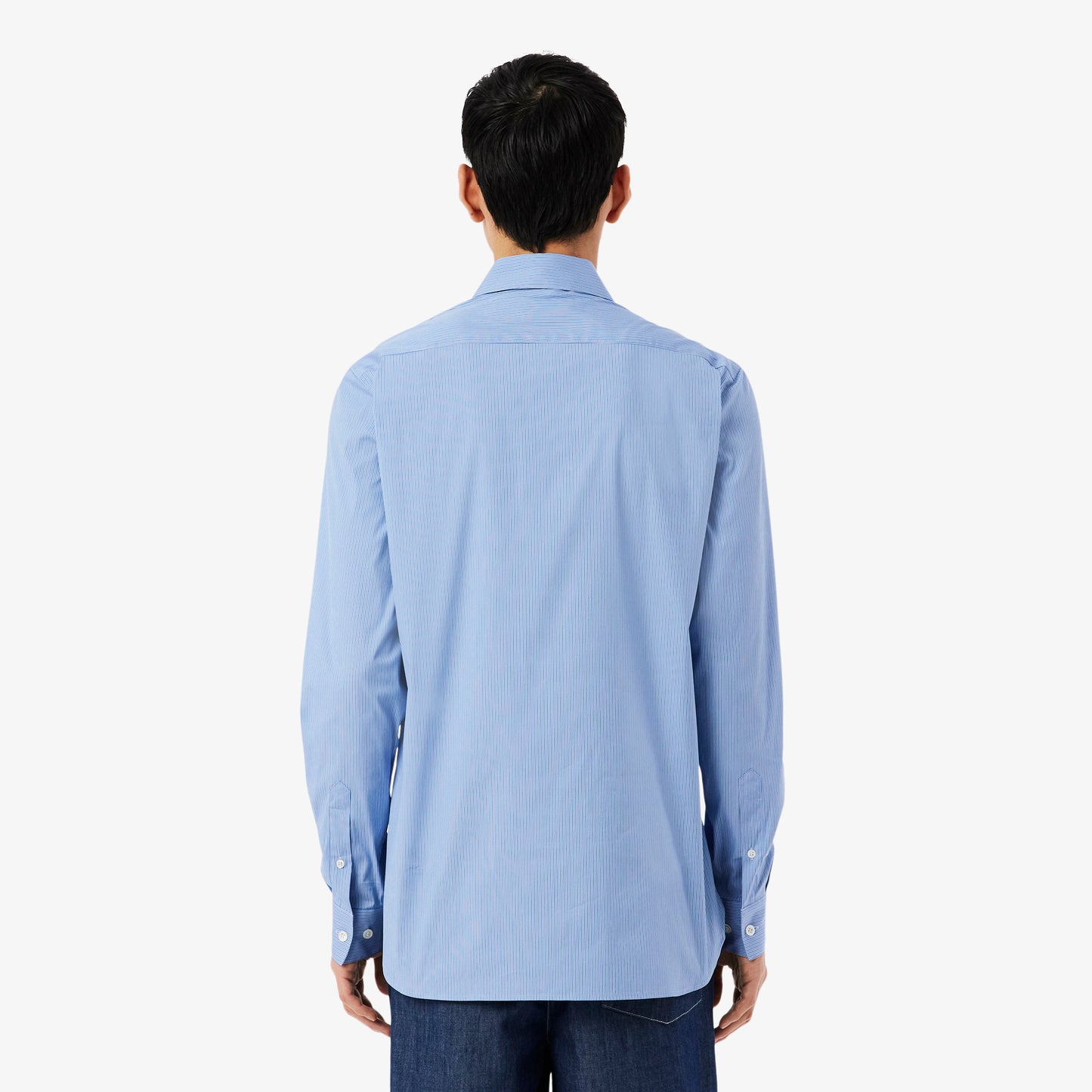 Camisa De Corte Ajustado De Popelín Elástico De Rayas