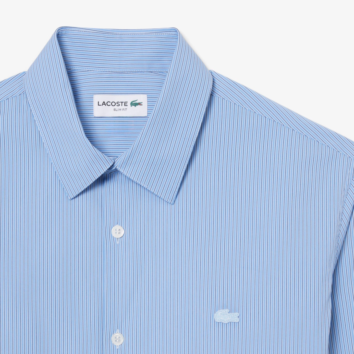 Camisa De Corte Ajustado De Popelín Elástico De Rayas