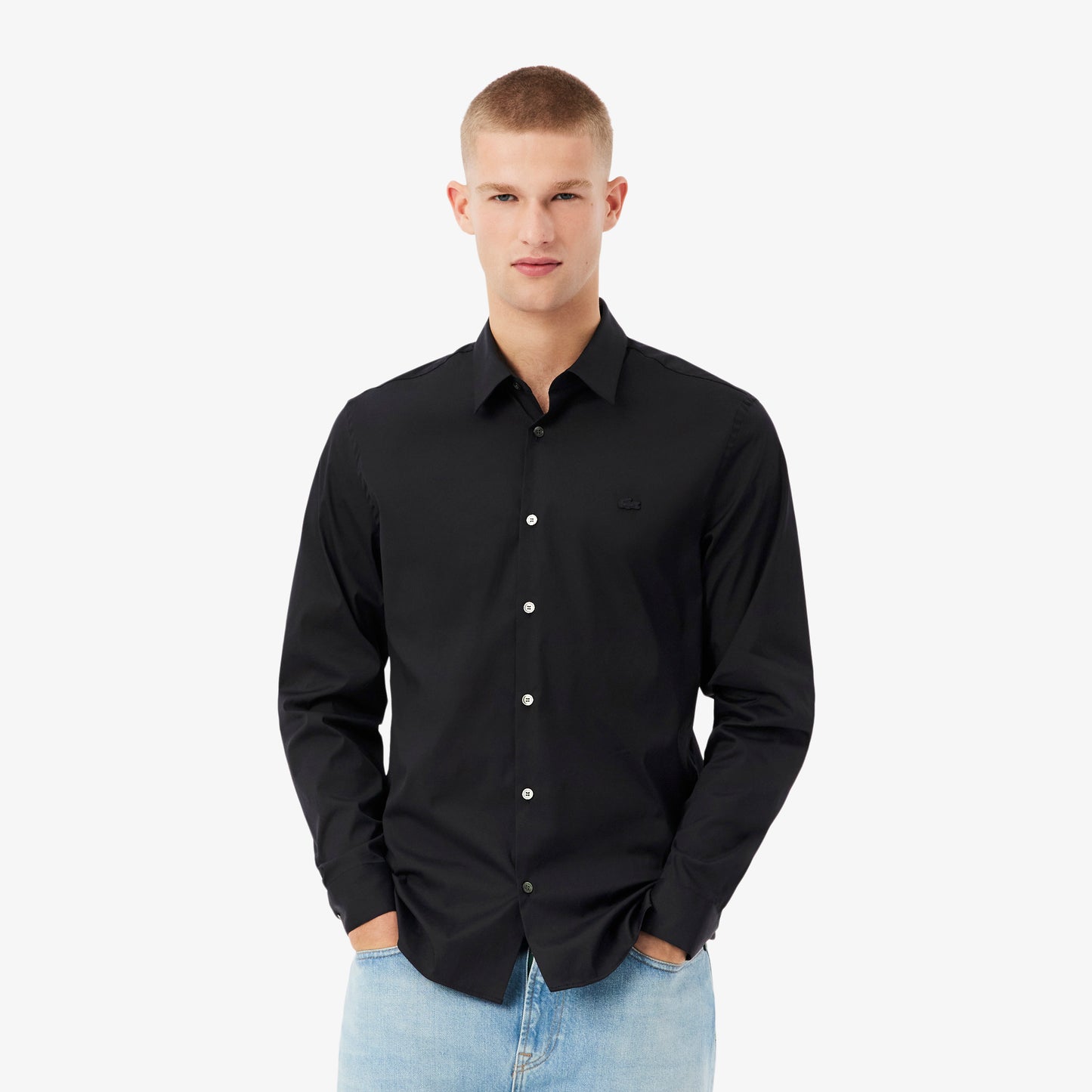 Camisa De Poplin Elastizada Slim Fit