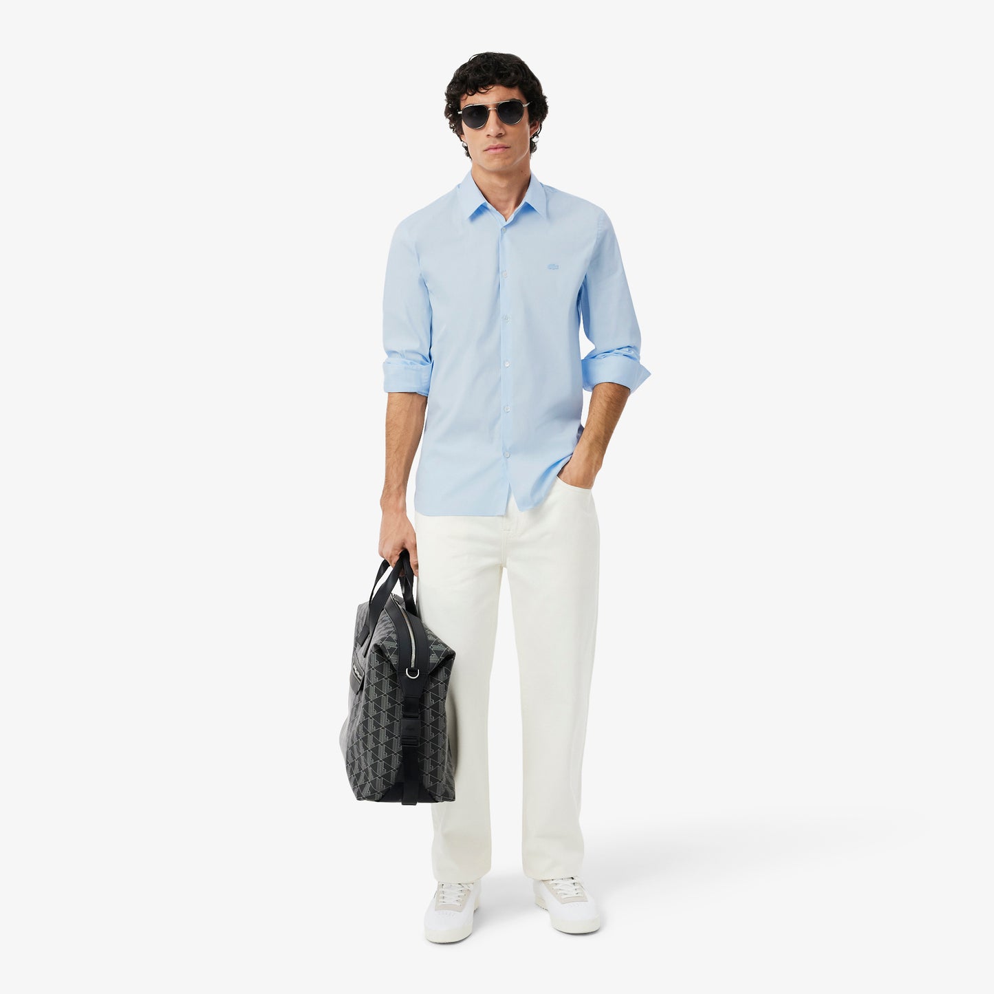 Camisa De Poplin Elastizada Slim Fit