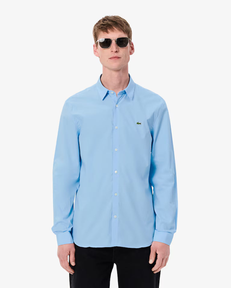 Camisa De Poplin Elástico De Corte Entallado
