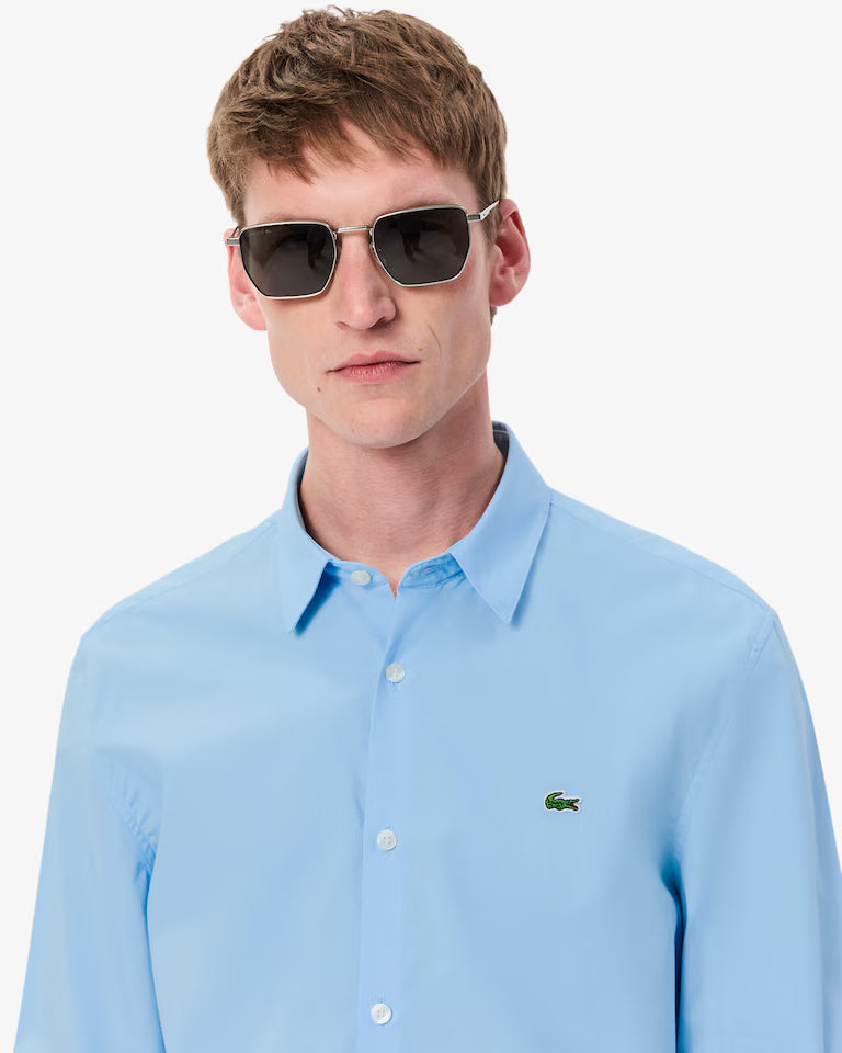 Camisa De Poplin Elástico De Corte Entallado