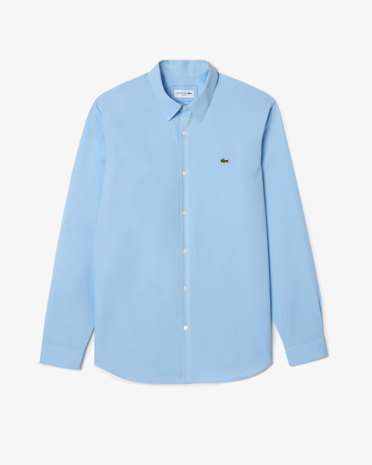 Camisa De Poplin Elástico De Corte Entallado