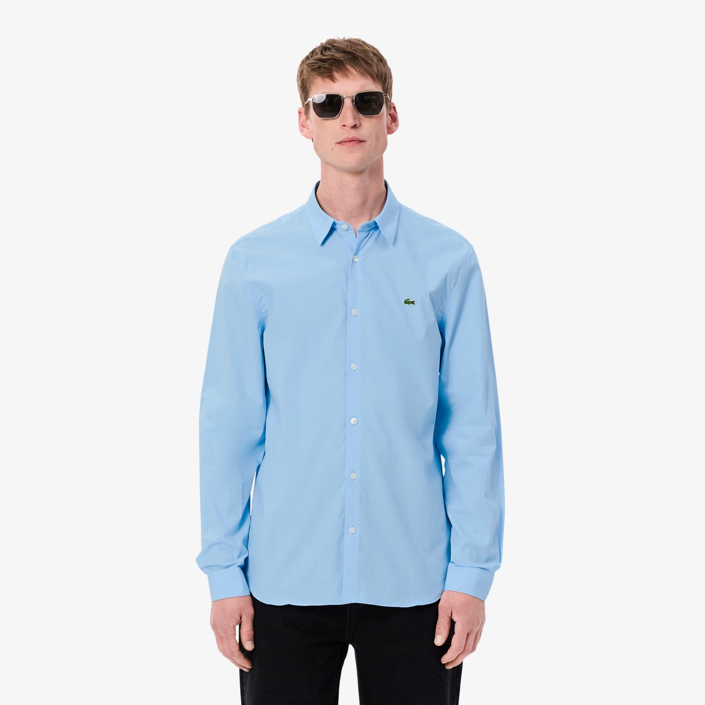 Camisa De Poplin Elástico De Corte Entallado