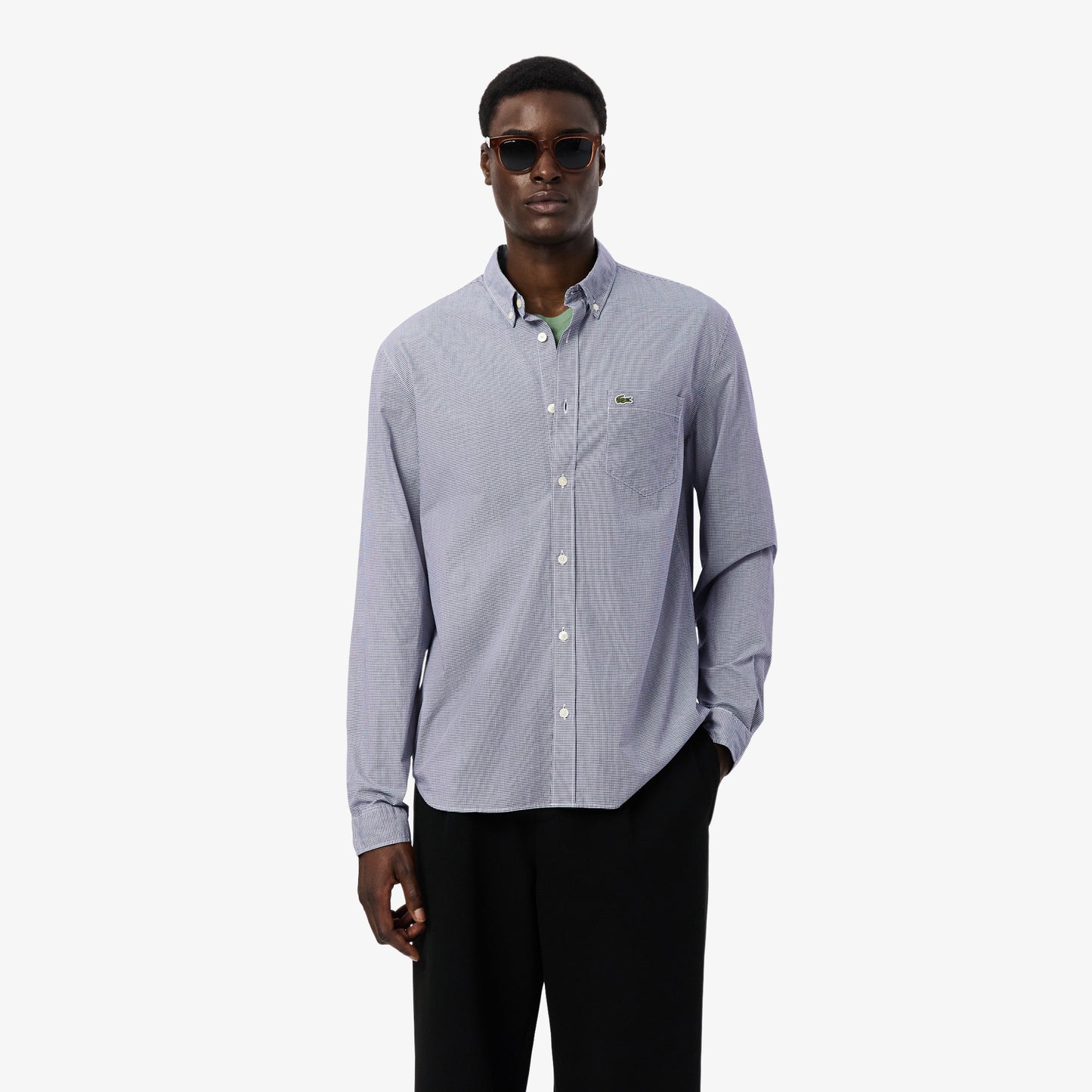 Camisa De Poplin De Cuadros Vichy De Corte Regular