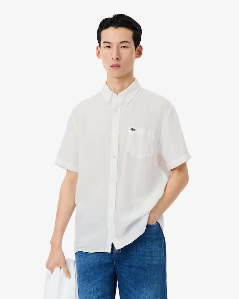 Camisa De Lino Manga Corta
