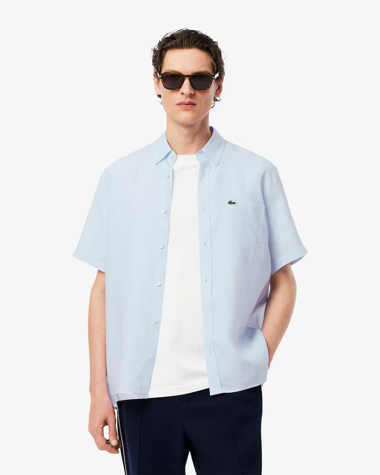 Camisa De Lino Manga Corta