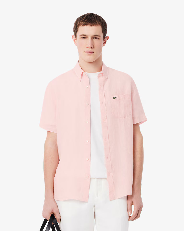 Camisa De Lino Manga Corta