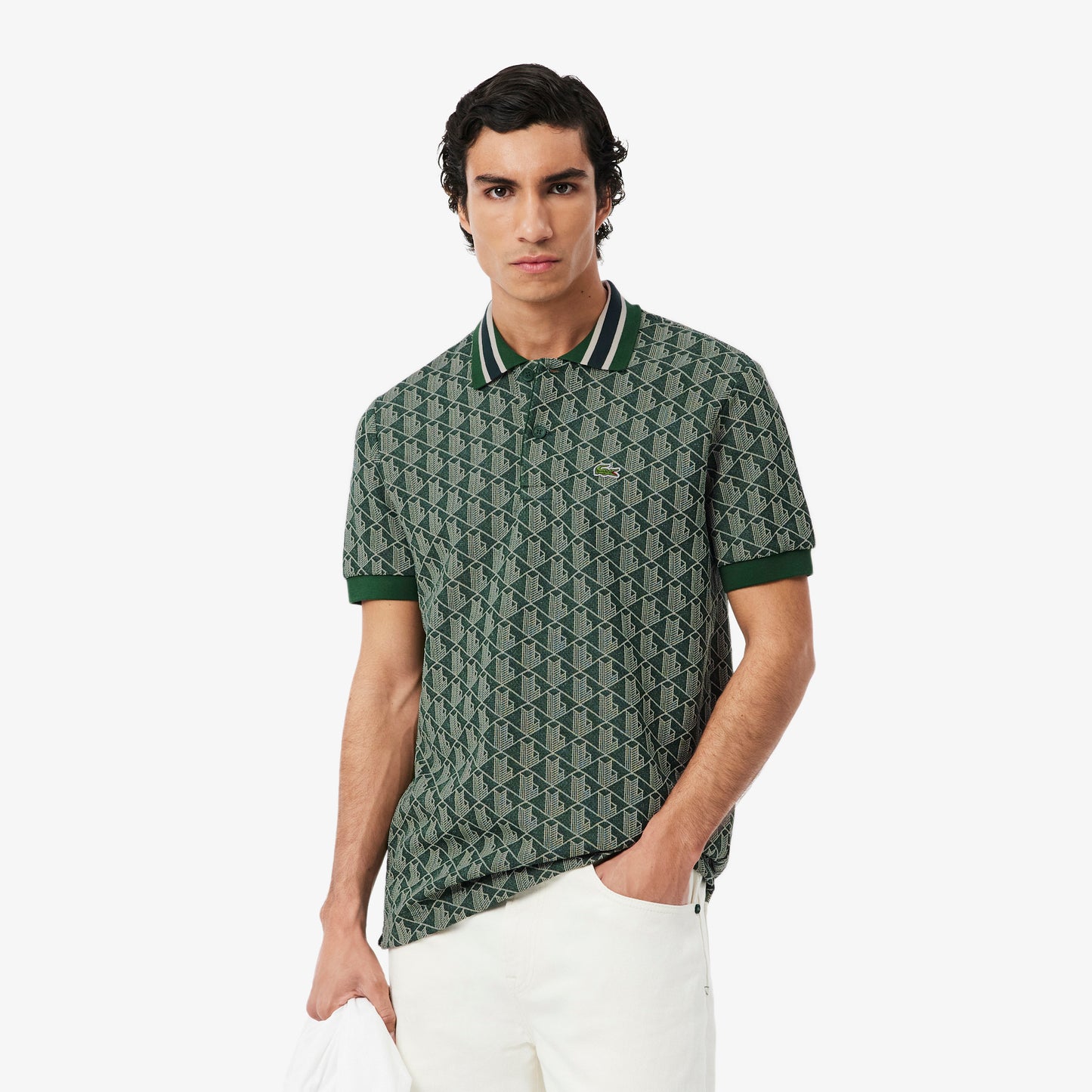 Polo Con Monograma En Jacquard Fit Clásico
