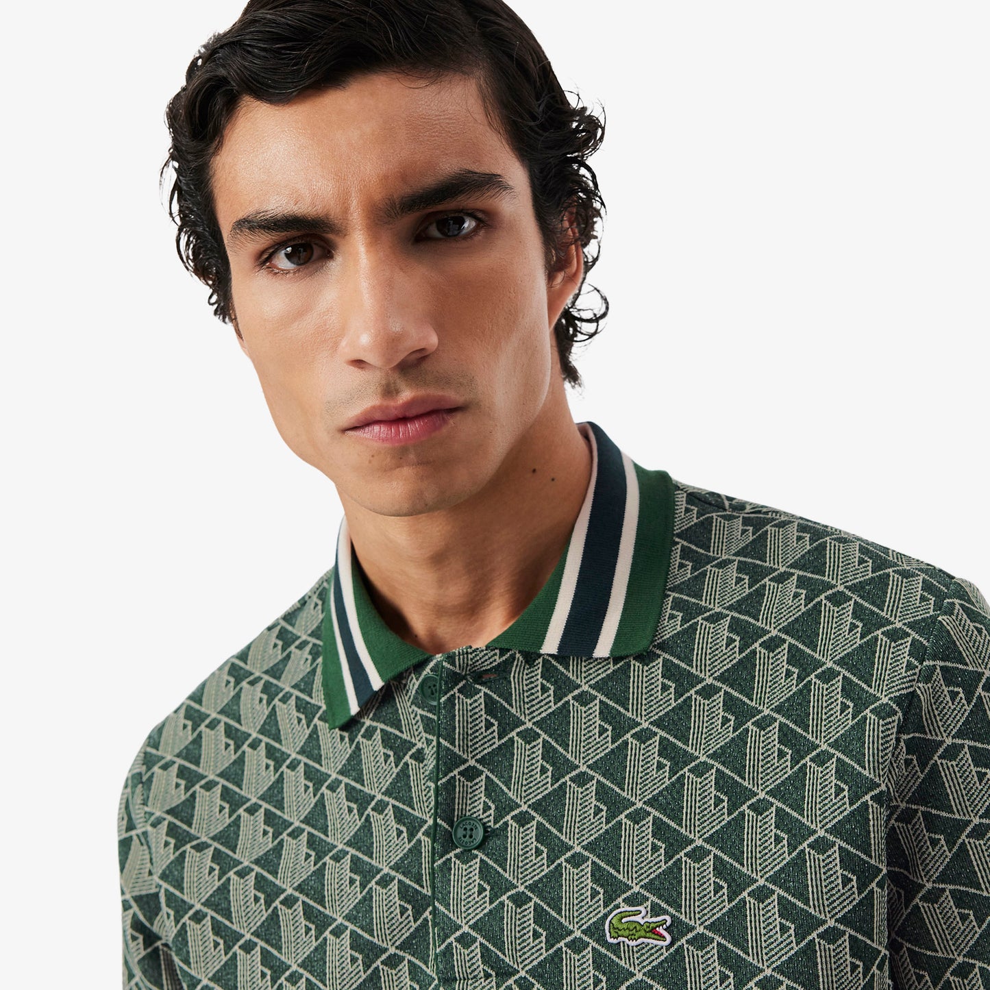 Polo Con Monograma En Jacquard Fit Clásico