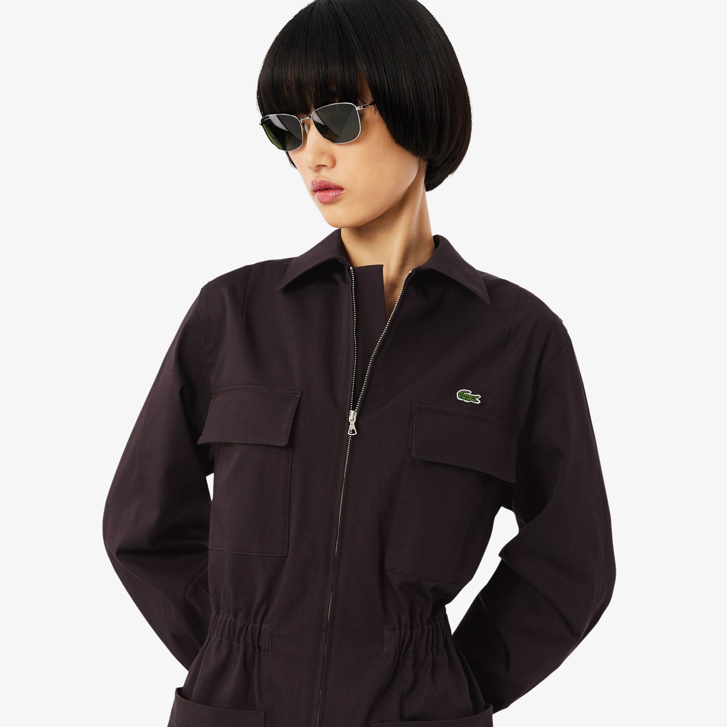 Mono Con Cuello Polo De Tela De Gabardina Elástica