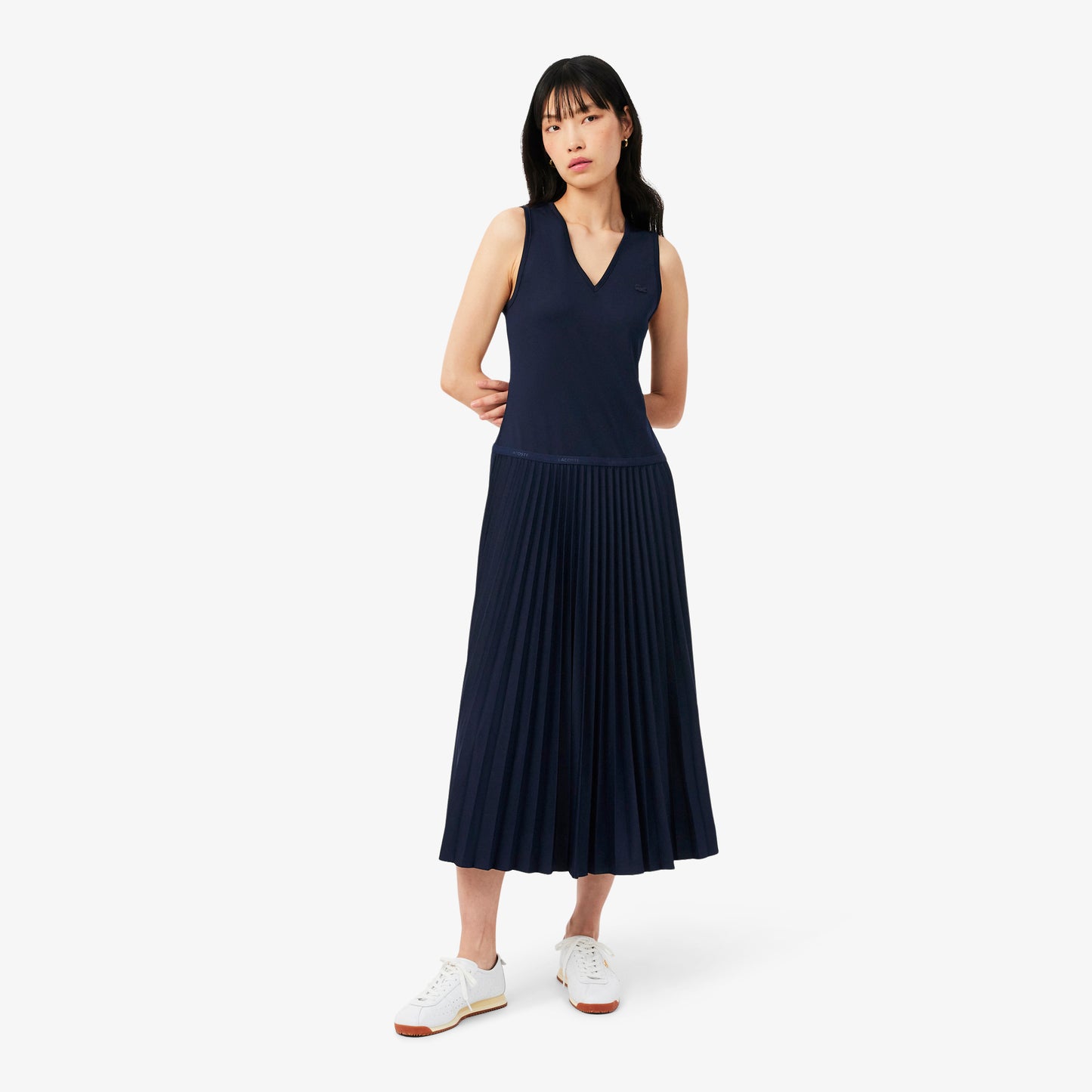 Vestido Plisado Largo Sin Mangas