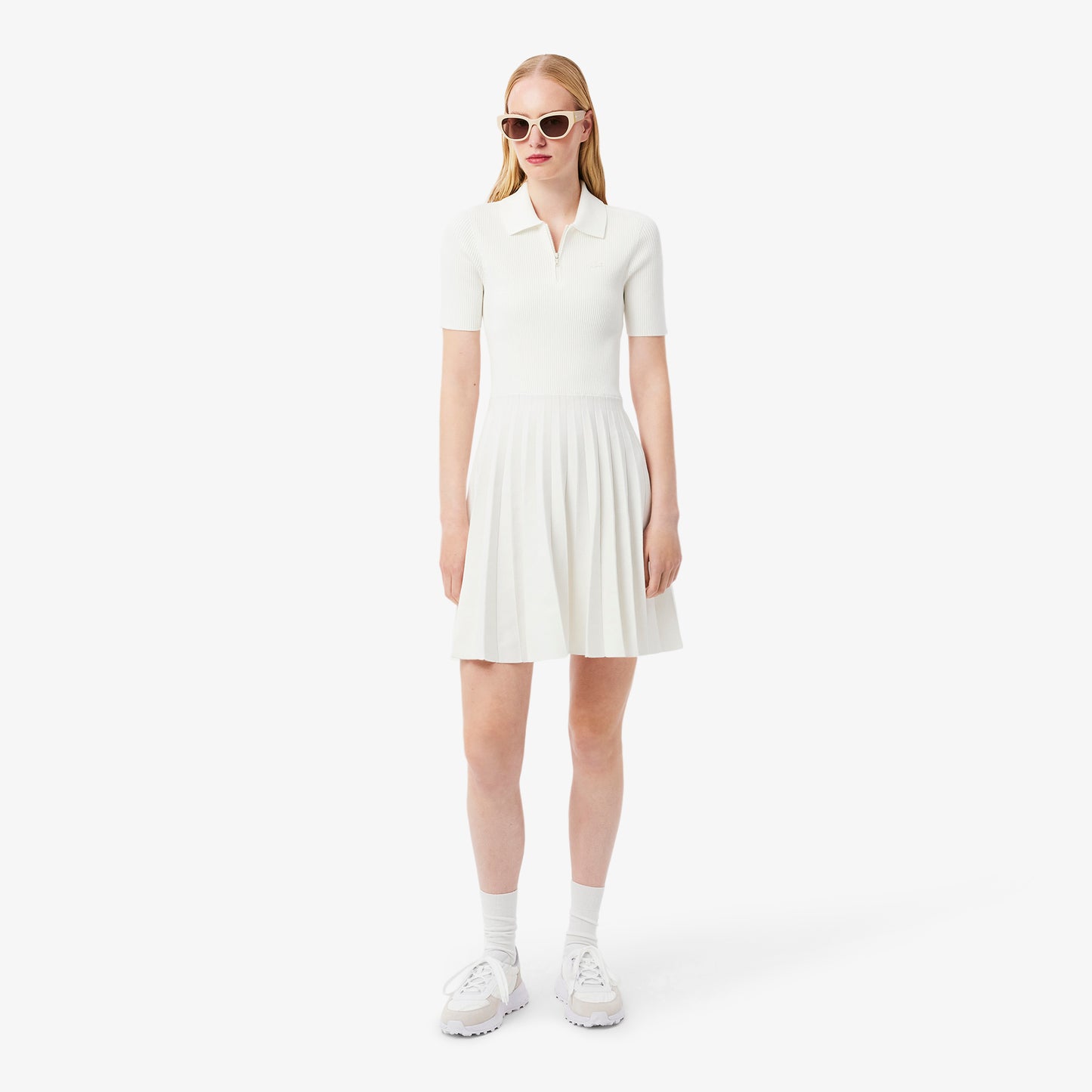 Vestido Polo Con Cuello Plisado