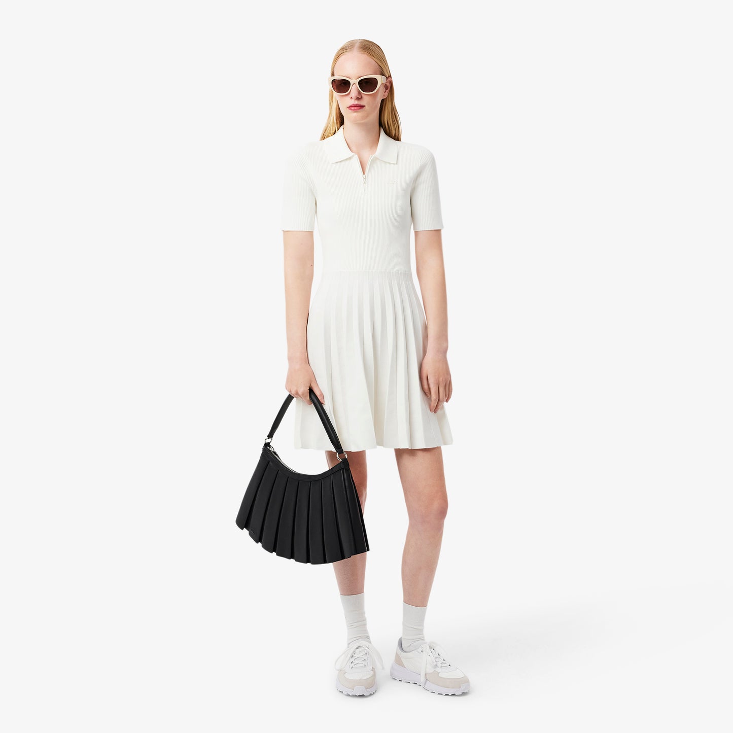 Vestido Polo Con Cuello Plisado