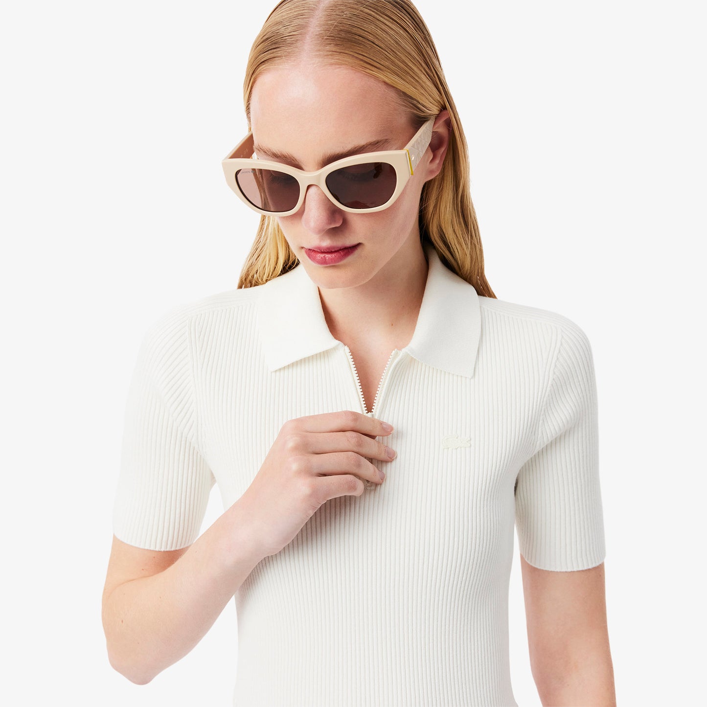 Vestido Polo Con Cuello Plisado
