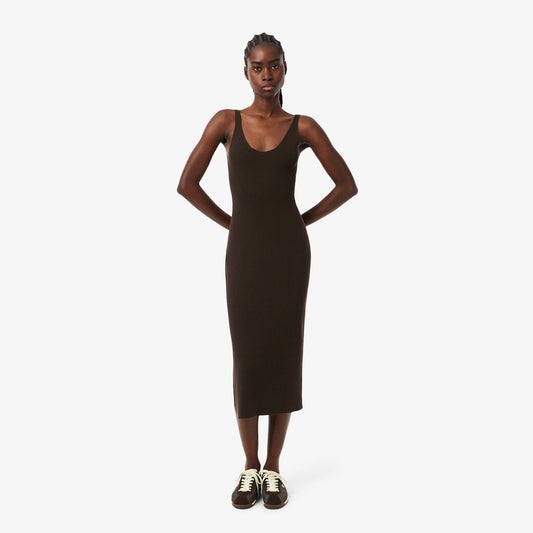 Vestido Largo Sin Mangas En Tejido Canalé