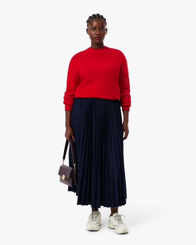 Falda Plisada Larga Con Cintura Elastizada