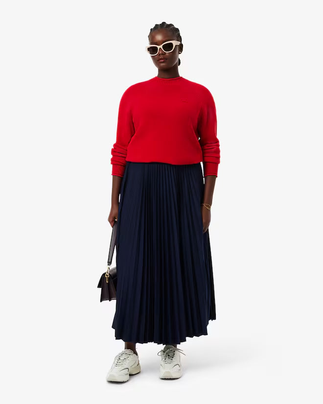 Falda Plisada Larga Con Cintura Elastizada