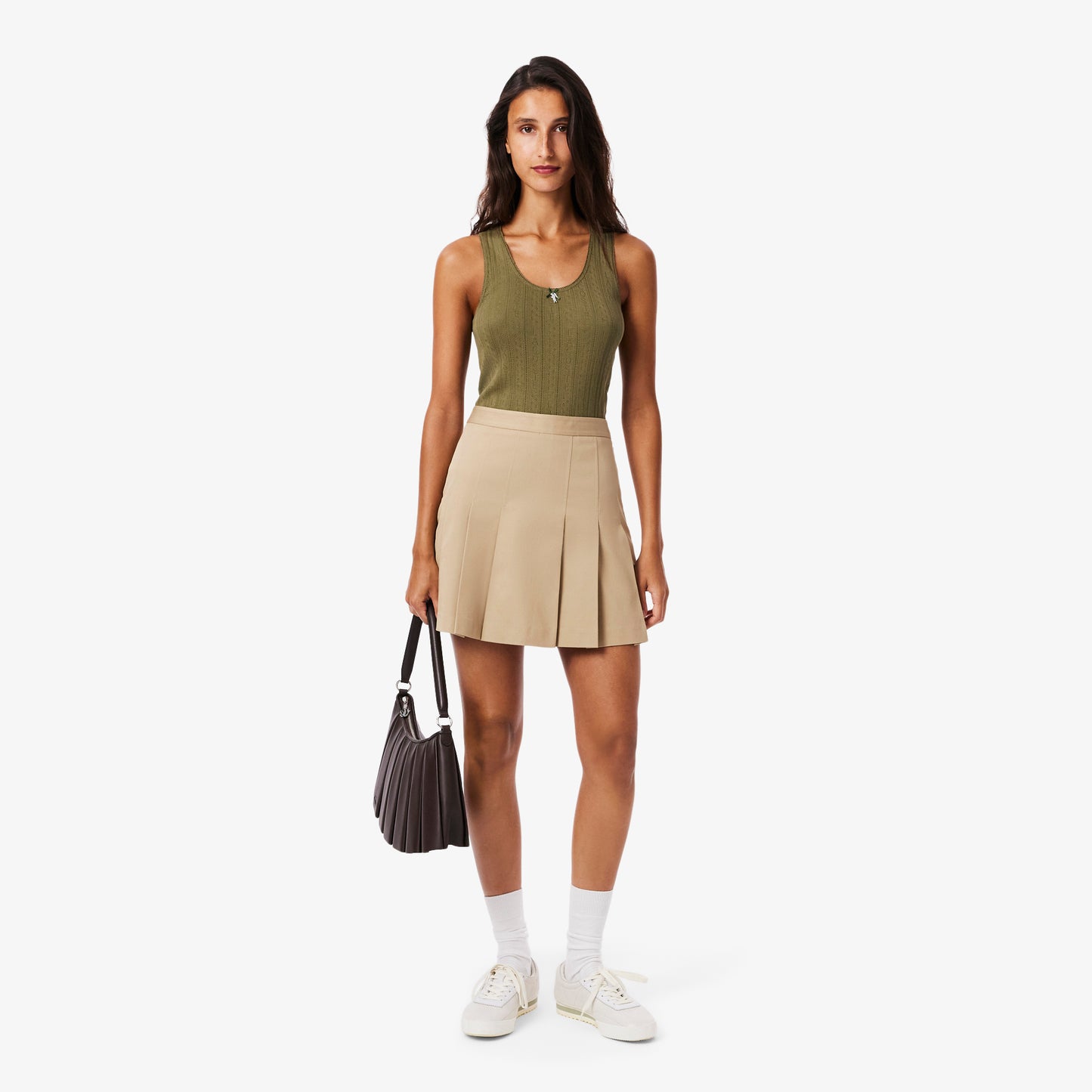 Falda Corta Plisada De Algodón Stretch