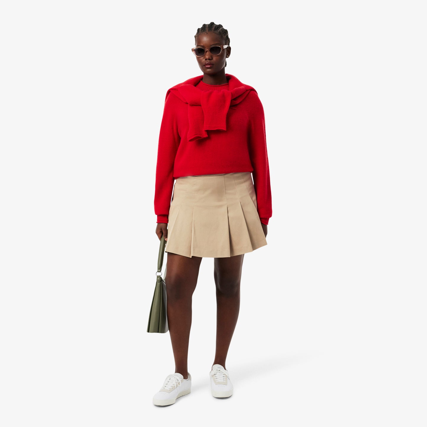 Falda Corta Plisada De Algodón Stretch