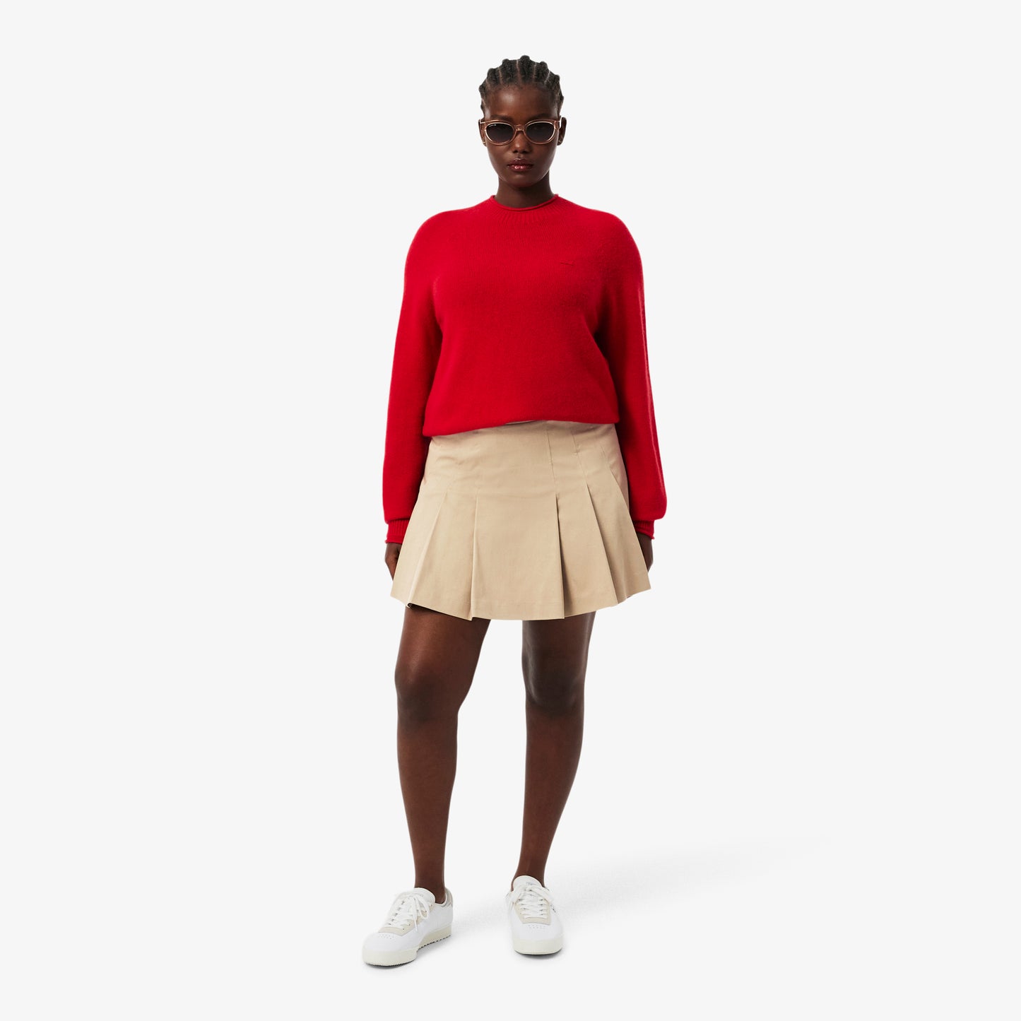 Falda Corta Plisada De Algodón Stretch