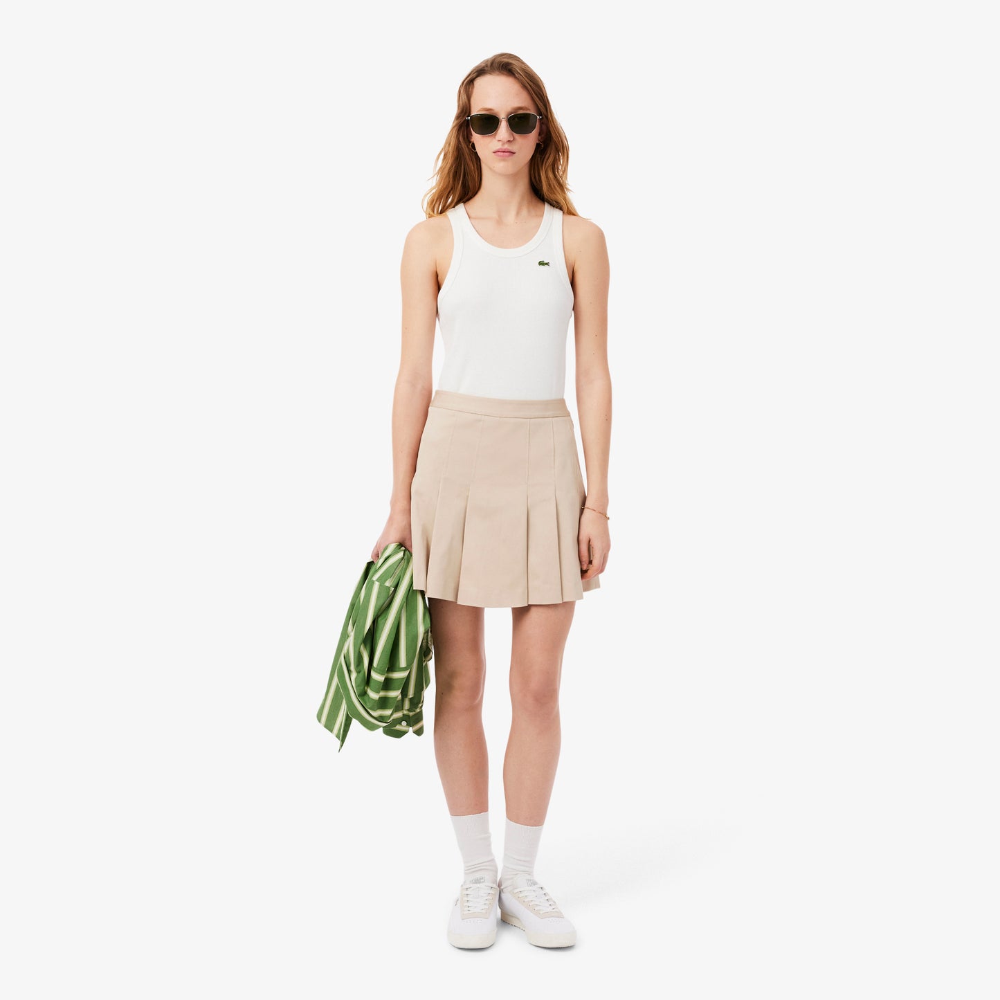 Falda Corta Plisada De Algodón Stretch