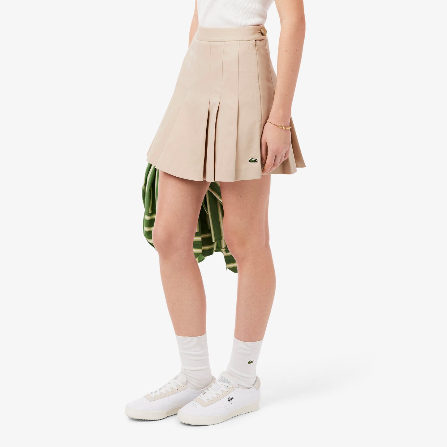 Falda Corta Plisada De Algodón Stretch
