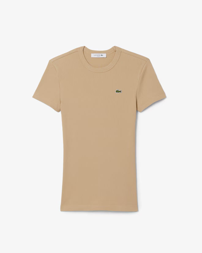 Camiseta De Algodón Acanalada Al Cuerpo