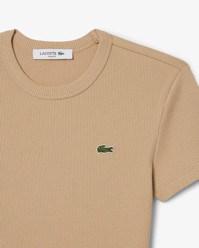 Camiseta De Algodón Acanalada Al Cuerpo