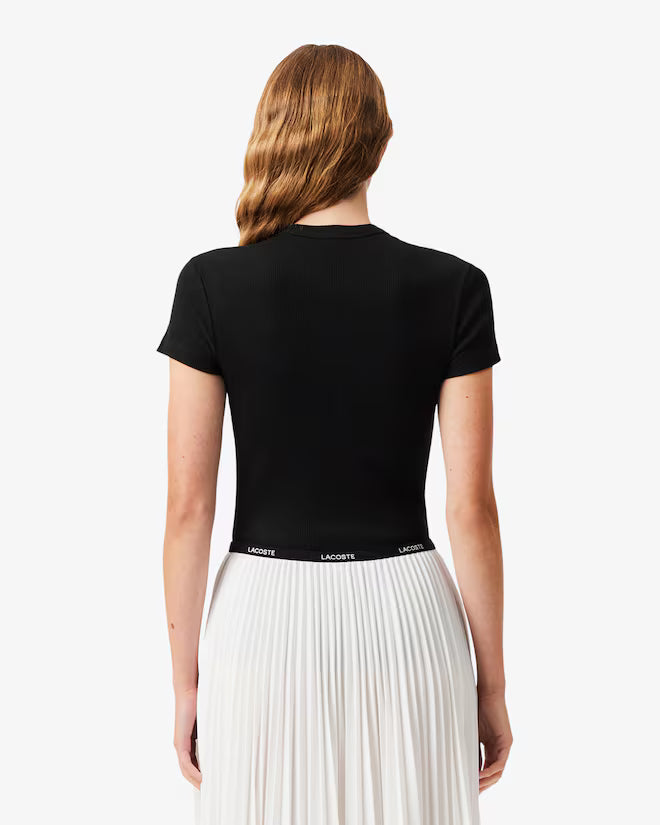 Camiseta De Algodón Acanalada Al Cuerpo