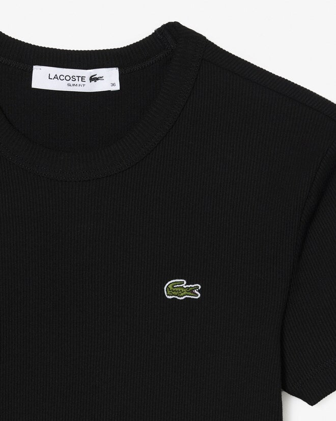 Camiseta De Algodón Acanalada Al Cuerpo