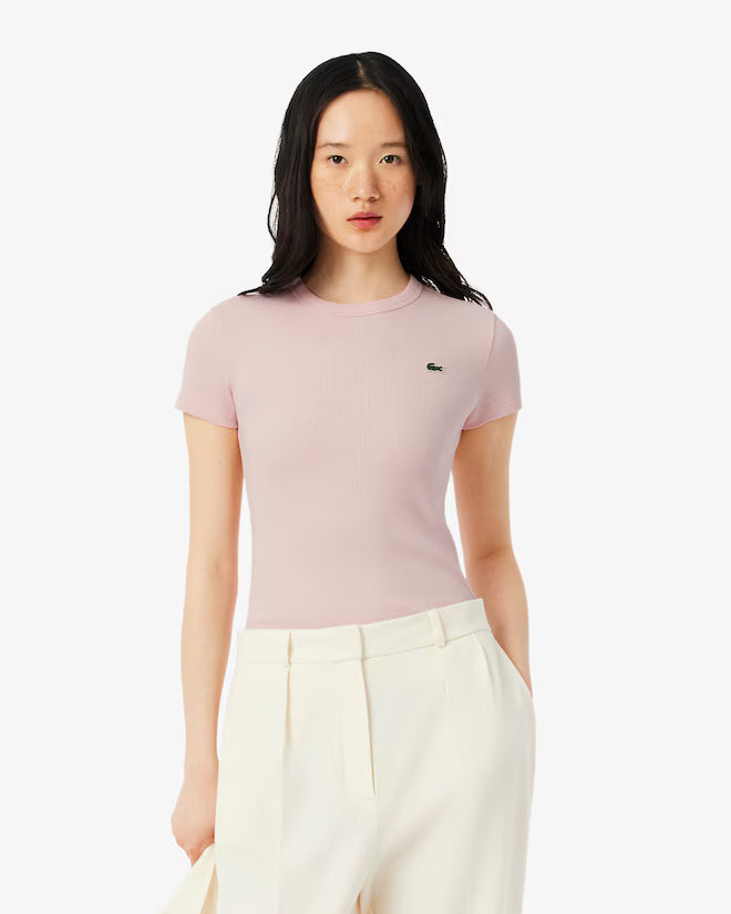 Camiseta De Algodón Acanalada Al Cuerpo